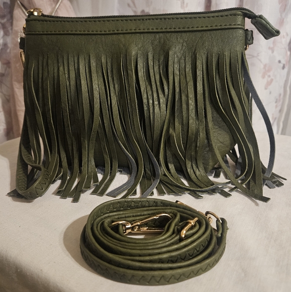Olive Green Fringe Crossbody Bag - NWOT - Picture 7 of 7